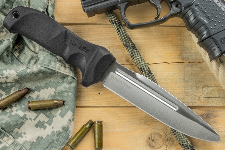Нож тактический Kizlyar Supreme Centurion AUS-8 SW Черные Ножны